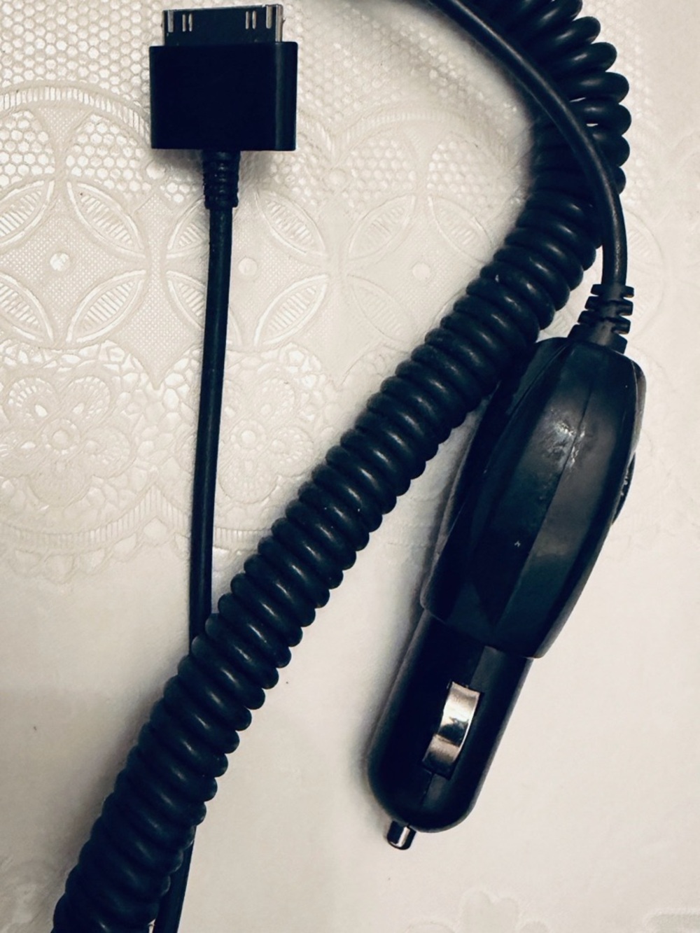 Black Car Charger with Coiled Cable for Compatible Cell Phones